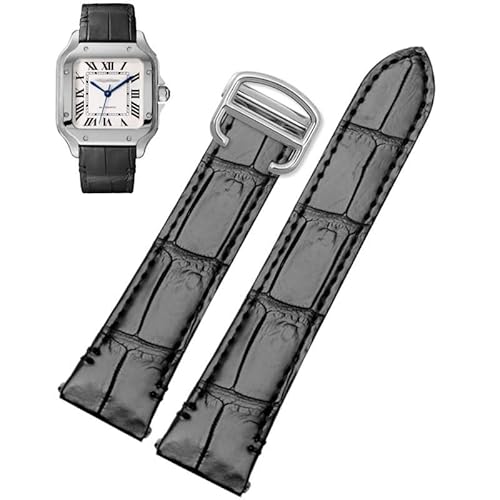yaponuk Schnellverschluss-Lederarmband Für Cartier Santos Classic Style WSSA0009 WSSA0010 WSSA0018 Neue SANTOS-Uhrenkette(Crocodile-silver,19mm) von yaponuk