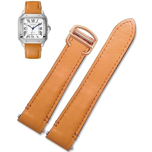 yaponuk Schnellverschluss-Lederarmband Für Cartier Santos Classic Style WSSA0009 WSSA0010 WSSA0018 Neue SANTOS-Uhrenkette(Khaki-rose gold,21mm) von yaponuk