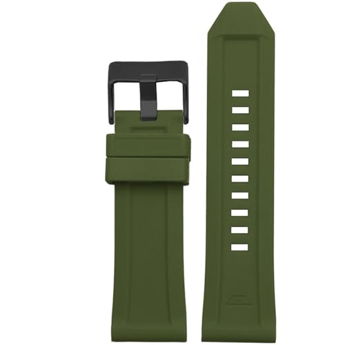 yaponuk Silikon-Uhrenarmband für Diesel DZ4496 DZ4427 DZ4487 DZ4323 DZ4318 DZ4305 Herrenuhren Armband(Green gold buckle,24mm) von yaponuk