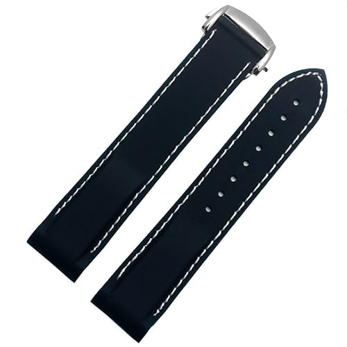 yaponuk Silikon-Uhrenarmband für Omega Seamaster Planet Ocean Herren-Kautschukarmband(Dark bluews,22mm) von yaponuk