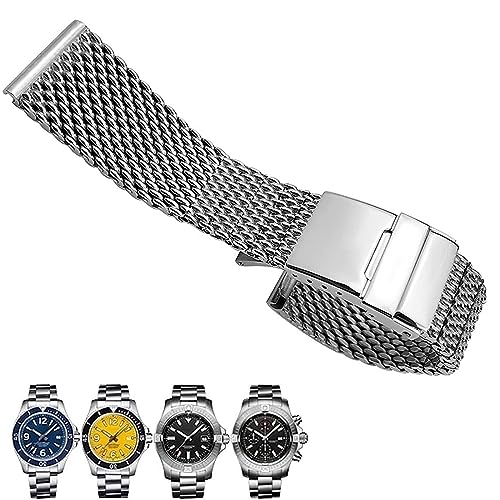 yaponuk Uhrenarmbänder Aus Massivem 316L-Edelstahl Für Breitling-Armband, Vollsilberarmband Mit Faltschließe, Armband 22 Mm 24 Mm(22mm) von yaponuk