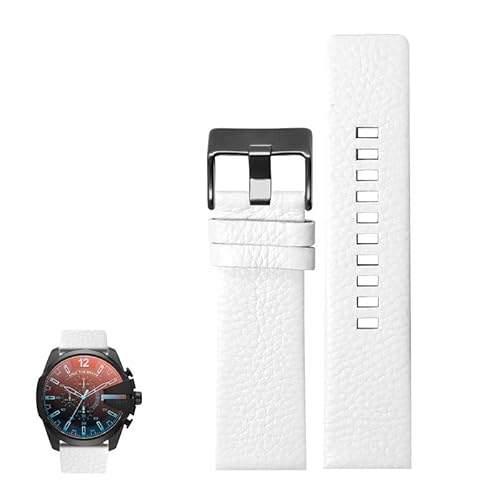 yaponuk Uhrenarmbänder aus echtem Leder für Diesel DZ4323 DZ1657 DZ4318 Herren-Uhrenarmband mit Lychee-Maserung(Whiteb,28mm) von yaponuk