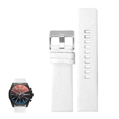 yaponuk Uhrenarmbänder aus echtem Leder für Diesel DZ4323 DZ1657 DZ4318 Herren-Uhrenarmband mit Lychee-Maserung(Whites,28mm) von yaponuk