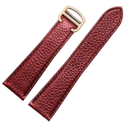 yaponuk Uhrenarmband Aus Echtem Leder Für Cartier Tank London Solo Lychee Strukturiertes Rindslederarmband(Red-rose gold,23mm) von yaponuk
