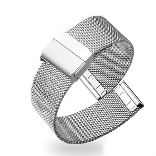 yaponuk Uhrenarmband aus Edelstahl mit geradem Ende und Netzschnalle, Milanese-Loop-Band(Sliver,15mm) von yaponuk