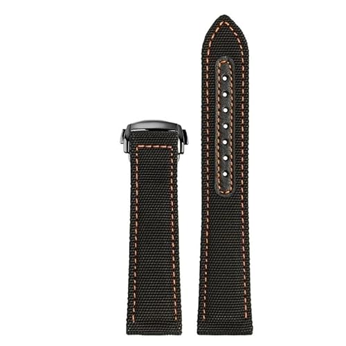 yaponuk Uhrenarmband aus Nylon-Canvas-Rindsleder für Omega Speedmaster AT150 Captain Seamaster 300 mit Faltschließe(Blackob,22mm) von yaponuk