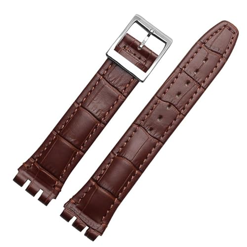 yaponuk Uhrenarmband aus echtem Leder für Swatch YCS YAS YGS, Leder-Uhrenkette mit Schmetterlingsschnalle(Brownbs2,19mm) von yaponuk
