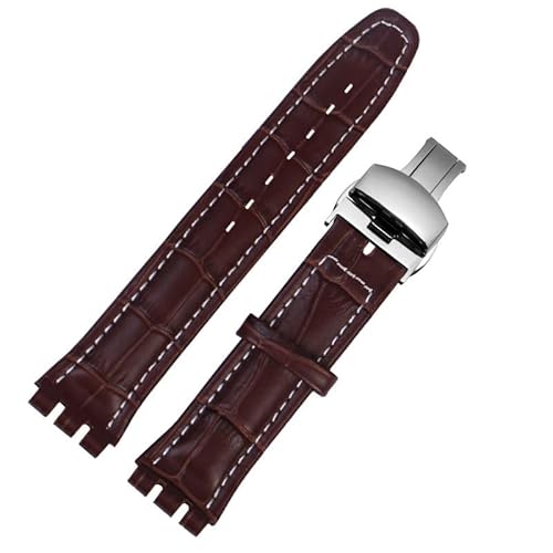 yaponuk Uhrenarmband aus echtem Leder für Swatch YCS YAS YGS, Leder-Uhrenkette mit Schmetterlingsschnalle(Brownws1,17mm) von yaponuk
