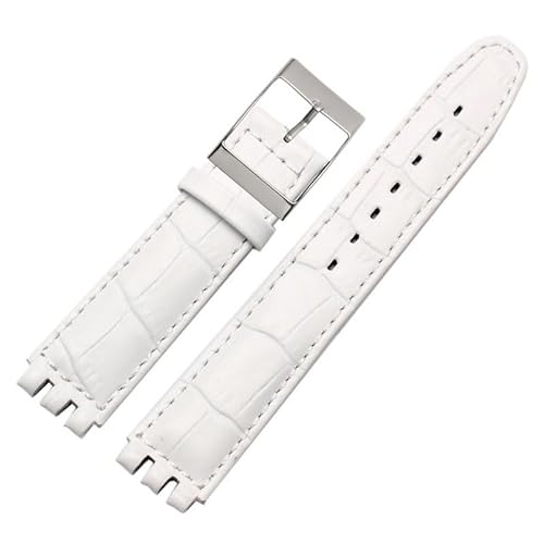 yaponuk Uhrenarmband aus echtem Leder für Swatch YCS YAS YGS, Leder-Uhrenkette mit Schmetterlingsschnalle(Whites2,19mm) von yaponuk