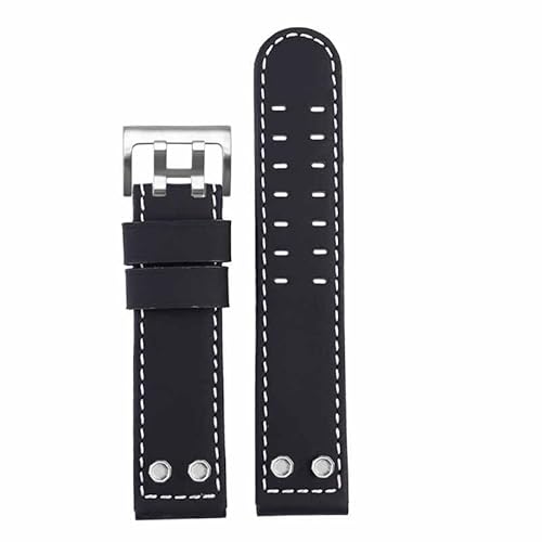yaponuk Uhrenarmband aus echtem Leder mit Nieten für Hamilton Khaki H78555553 H78626583 H77616533 Uhrenarmband mit Dornschließe(Blackss1,24mm) von yaponuk