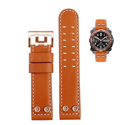 yaponuk Uhrenarmband aus echtem Leder mit Nieten für Hamilton Khaki H78555553 H78626583 H77616533 Uhrenarmband mit Dornschließe(Brownrr,22mm) von yaponuk