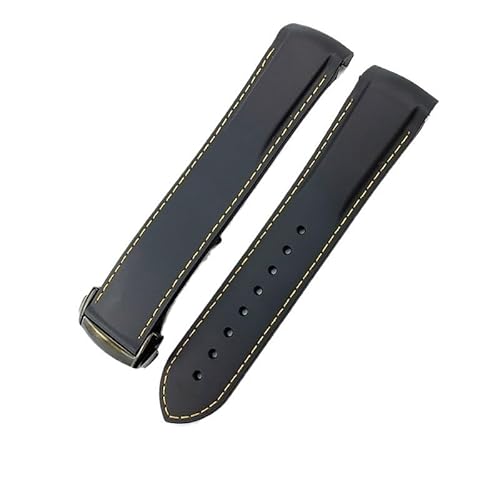 yaponuk Uhrenarmband für Omega Seamaster 300 Planet Ocean Conquest Für Mido Commander Gummi-Uhrenarmbänder(Blackby,22mm) von yaponuk