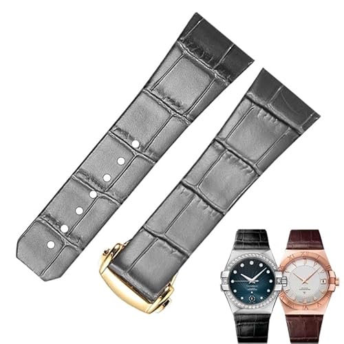 yaponuk Uhrenarmband mit konkaver Kerbe für Omega Constellation DeVille Trésor Collection, Lederarmband mit Faltschließe(Dark grayg,23-11mm) von yaponuk