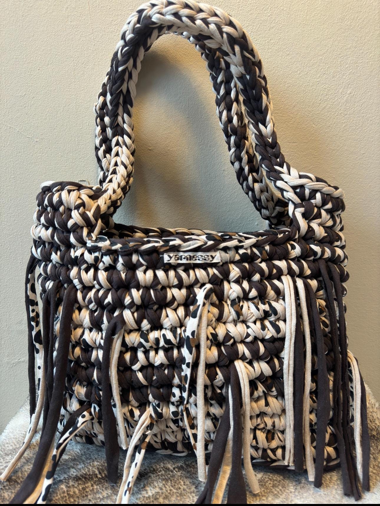 Gehäkelte, Robuste Tasche, Shopper Aus Recyceltem T-Shirt Garn von yarnessy