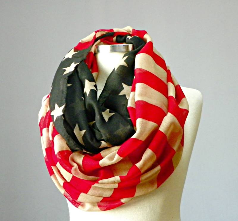 Schal, Us Flagge Schlauchschal, Vintage Dreieckstuch, Loop Rundschal, Usa von yarnisland