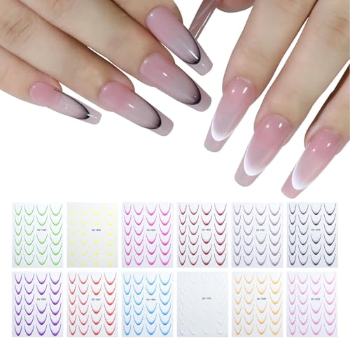 Aufkleber mit französischer Spitze für Fingernägel | Urlaubs-Nagelfolien, Nagelaufkleber für Familienfeiern oder Feiern, Zubehör von ycezw