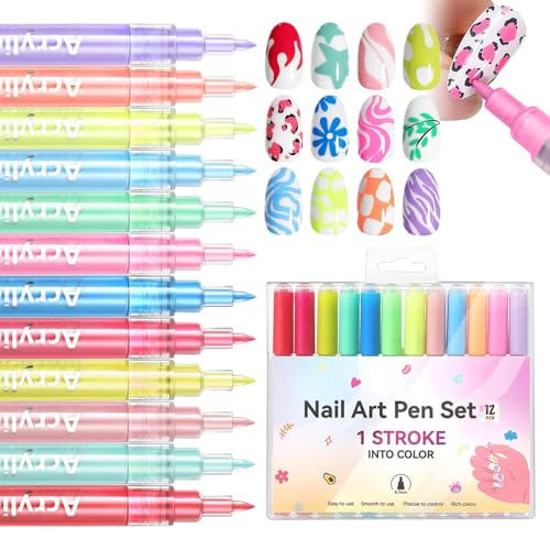 Graffiti Stift, Nagellackstifte | Graffiti Malerei Nagelmalmalerei Schmutz Trockene Form Schnell Mit Lebendigen Farben - 12x Polnische Sticks Undurchlässige Flüssigkeit Für Mädchen von ycezw