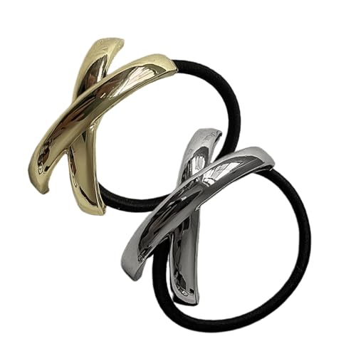 Haarseil für Mädchen – minimalistische Metall-Haargummis, tragbare Haarbänder 2 x | Langlebige Haarspitzen für hohe und niedrige Pferdeschwanz-Styles, Cheve-Zubehör von ycezw