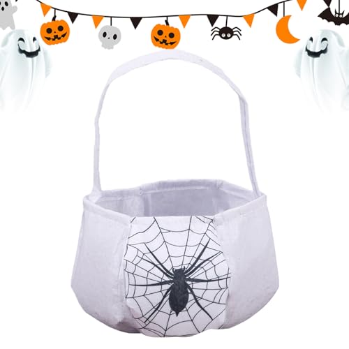 Halloween Goodie Bags - Tragbarer Vliesstoff, kleiner Snack-Träger, leichter Griffkorb, wiederverwendbarer Trickhalter, gruselige Aufbewahrung für Frauen, Jungen, Mädchen, Teenager, Jugendliche von ycezw