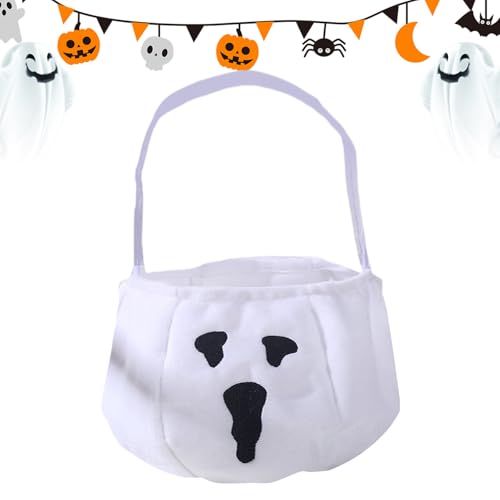 Halloween Goodie Bags - Tragbarer Vliesstoff, kleiner Snack-Träger, leichter Griffkorb, wiederverwendbarer Trickhalter, gruselige Aufbewahrung für Frauen, Jungen, Mädchen, Teenager, Jugendliche von ycezw