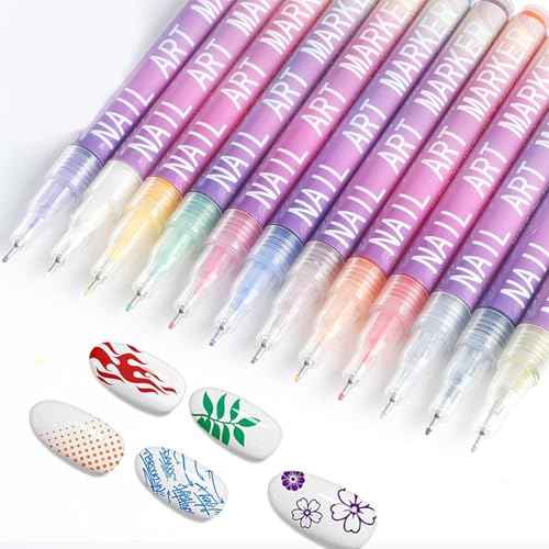 Lackstifte, Malstift für Nägel | 12 Farben Malerei Kunst Maniküre Kit Wasserdicht Weiblich Acryl Mädchen von ycezw