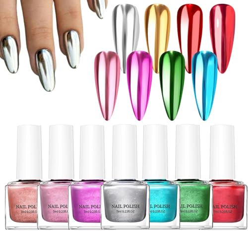 Nagellack | Spiegeleffekt schnell trocknendes Gel für lackierte Nägel | acht Farbtöne Langfristige Maniküre für Frauen Zuhause Hochzeit Urlaub Urlaub Urlaub von ycezw