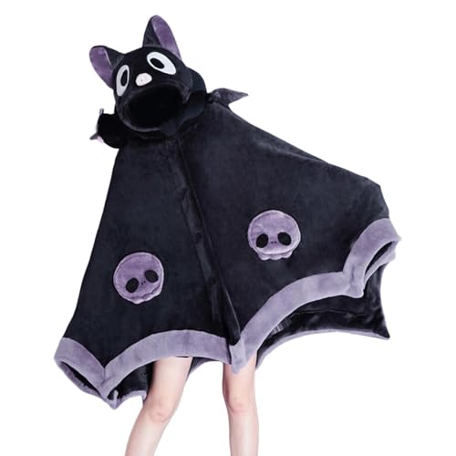 Tragbarer Filz Kapuzenpullover - Entzückende Halloween tragbarer Umhang, Fledermaus geformte Hoodie Decke | Gemütliche Wurf mit Fledermausflügeln, Plüsch Halloween-Abdeckung, vielseitiges Nickerchen von ycezw