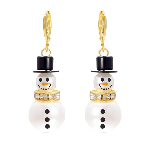 Weihnachtsohrringe mit Schneeflocke - Weihnachtsohrringe mit Schneemann, Weihnachtsschmuck mit Schneemann | Wiederverwendbarer dekorativer Schmuck für Weihnachten, Consulte la descripción, Legierung + von ycezw