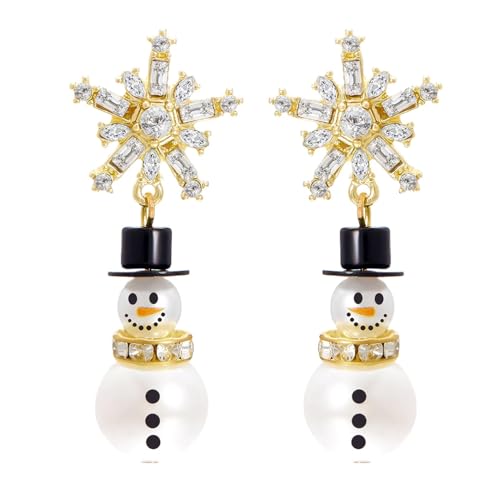 Weihnachtsohrringe mit Schneeflocke - Weihnachtsohrringe mit Schneemann, Weihnachtsschmuck mit Schneemann | Wiederverwendbarer dekorativer Schmuck für Weihnachten, Consulte la descripción, Legierung + von ycezw
