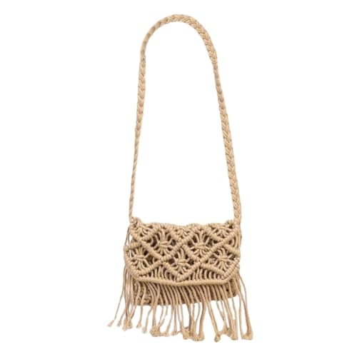 Woven Geldbörse - Compact Flap Design, Warm Tone Shell | Flexible innere Form schicke tägliche Nutzung, Quaste Fransenteil mit geflochtenem Griff Passform, lässig Outfit Spiel für Abendessen Ausflüge von ycezw