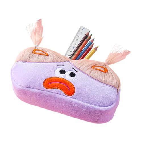 ycezw Federmäppchen mit großer Kapazität, Federmäppchen für Puppe mit langen Haaren | Niedliche lange Haare Puppe Stifttasche Ästhetische Karikatur | Stifttasche Briefpapier Aufbewahrungstasche von ycezw