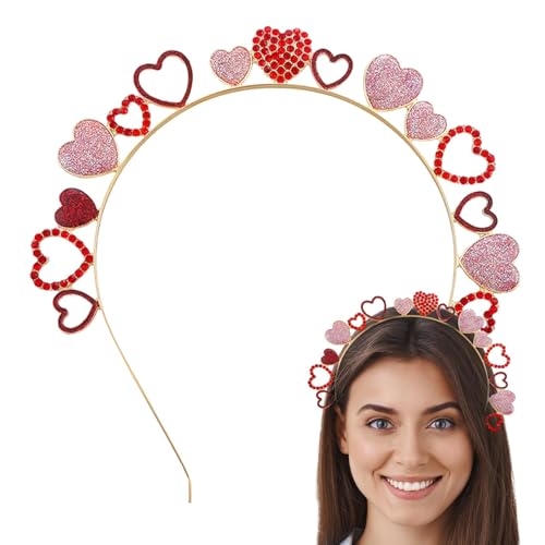 ycezw Herzförmiger Haarreif mit Strasssteinen in Herzform mit Schmuck | Haarreifen mit Liebesherz – eleganter Haarreif mit glitzernden Herzen für Frauen und Mädchen von ycezw