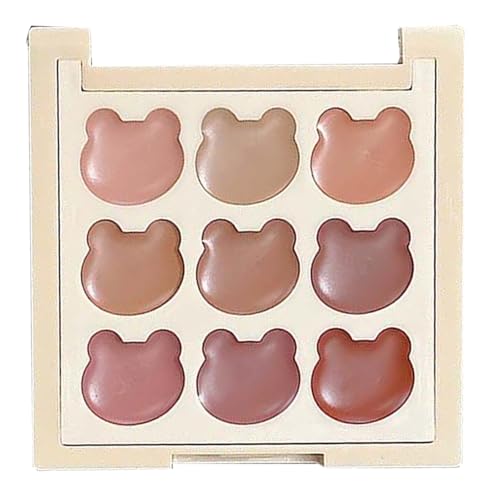 ycezw Lipgloss-Palette – 9 Make-up-Töne für Frauen, samtiges Finish, leicht, kompaktes Format für Transport, Schule, Termine & Veranstaltungen von ycezw