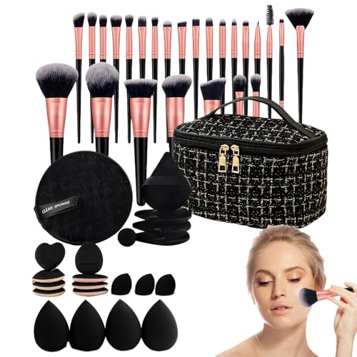 ycezw Make-up-Pinsel-Set – Pinsel-Set für Foundation und Lidschatten | Reisetasche, Organizer, Make-up-Zubehör, tragbar, Geschenk-Set für Mädchen, Damen, Mutter von ycezw