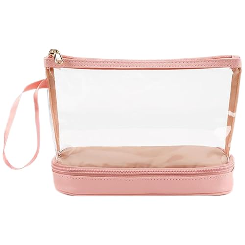ycezw Transparente Kosmetiktasche, Transparente Make-up-Tasche - Transparente doppellagige Tasche mit Reißverschluss | Make-up-Aufbewahrungs-Organizer, Kosmetik-Make-up-Etui für Reisen, von ycezw