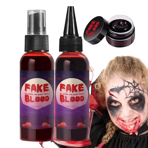 ycezw Vampirblut, Bühnenblut | Halloween Blut Make-up Spray 160ml | Gefälschte Blutspritzer Spezialeffekt, Bühnenblutmalerei, Zombie-Blut Make-up für die von ycezw