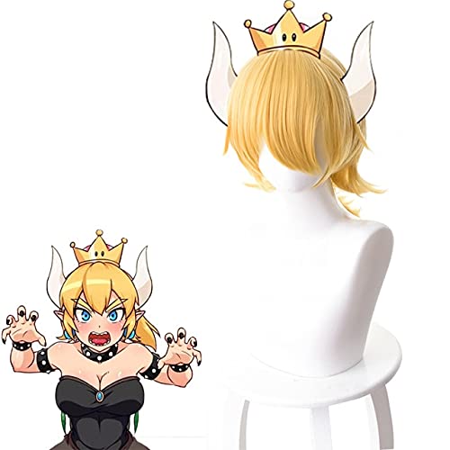 Anime Coser Wig Booette King Boo Long Sliver Purple Cosplay Wig Mario Bowsette Blonde Wig for Women Heat Resistant Synthetic Hair Game Wig Bowsette von ydound