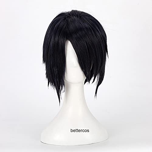 Anime Coser pruik Uchiha Sasuke Cosplay Perücke kurze schwarze hitzebeständige synthetische Haarperücke+WIG-Kappe von ydound