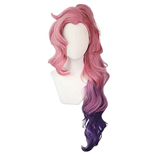 Spiel LOL Seraphine Cosplay Perücke Kda. Cosplay Lose Welle Rosa Mixed Purple Hitzebeständige synthetische Haare mit Clip Pferdeschwanz Spiel LOL Seraphine Cosplay Perücke Kda. Cosplay Lose Welle Rosa Mixed Purple Hitzebeständige synthetische Haare mit Clip Pferdeschwanz von ydound