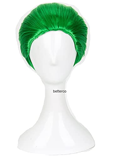 WHBHD Die Joker Cosplay Perücke Kurze grüne Rückenlehne wärmebeständige synthetische Haarperücke + Perücke-Kappe von ydound