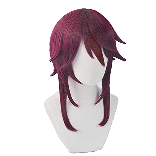 WHBHD Spiel Genshin Wirkung Rosaria Cosplay Perücke Kurze rot hitzebeständige synthetische Haarperücken + Perücke Kappe von ydound