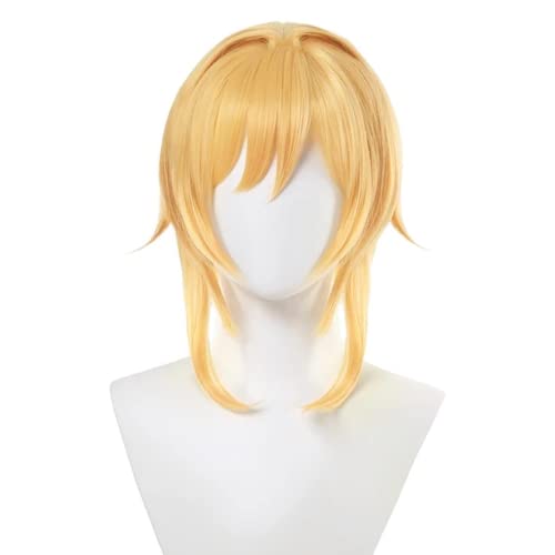 Wig Anime Cosplay Anime Cosplay Kostüm Genshin Impact Perücke, gelbe Perücke for Frauen, lange glatte Perücken, Kunsthaarperücken for Anime Lumine, mit gratis Perückenkappe, for Halloween, Party, Karn von ydound