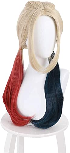 Wig Anime Cosplay For Anime Harley Quinn Suicide Squad Perücken Cosplay Rot und Cyan Double Ponails Double Sellers Frauen Cosplay Perücken Halloween Kostüm Halloween Hitzebeständige Kunsthaar-Accessoi von ydound