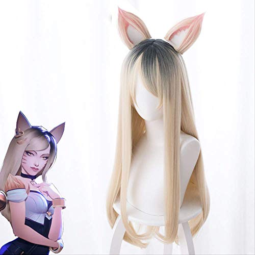 ydound Anime Coer Wig. Kda. Frauenteam LOL mv. Version eines Biber gefärbten Langes Haarohr Cosplay Perücke ydound Anime Coer Wig. Kda. Frauenteam LOL mv. Version eines Biber gefärbten Langes Haarohr Cosplay Perücke von ydound