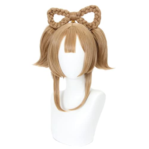 ydound Anime Coser Anime Spiel Cosplay Perücke for Genshin Impact YaoYao, Frauen Hellbraun Schmetterling Knoten Haar Modellierung Party Dress Up Perücke, hitzebeständiges Kunsthaar + Perückenkappe von ydound