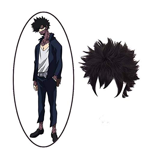 ydound Anime Coser Perücke Anime Cosplay Perücken, My Hero Academia Dabi Cosplay Perücken mit kostenloser Perückenkappe (Farbe: Schwarz) (Farbe: Schwarz) von ydound