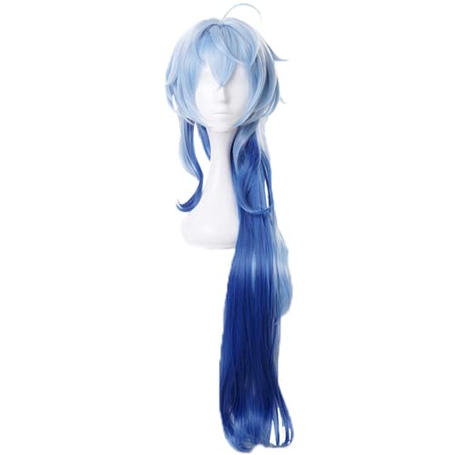 ydound Anime Coser Spiel Genshin Impact Perücke, Anime Cosplay Gan yu Perücke, Blau verlaufende Perücke mit gratis Perückenkappe, for Halloween, Party, Karneval, Nachtleben, Konzerte, Hochzeiten von ydound