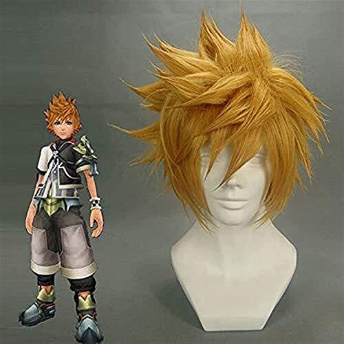 ydound Anime Coser Wig Kingdom Hearts Roxas Golden Perücke Ventus Cosplay Perücke 30cm Stroke Strake Synthetik Herren Spiel Anime Kostüm Party Wig Geschenk von ydound