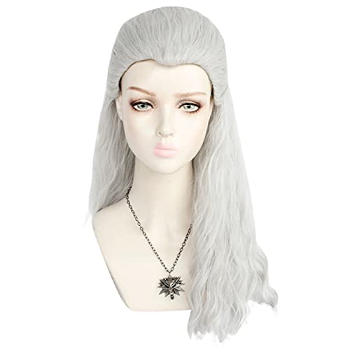 ydound Anime Coser Wig Männer Frauen Silber Weiß Cosplay Geralt of Rivia de Witcher Spiele Lang Straight Cosplay Kostüm Perücken Synthetische Haar Perücke Mehrfarbig (Color : Multi) von ydound