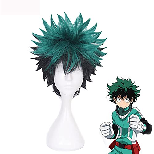 ydound Anime Coser Wig Unisex Damen Herren Herren Kurz My Hero Academia Cosplay Midoriya Izuku Fluffy Curls Haar Perücken Anime Cosplay Kleid Kostüm Synthetische Perücke Synthetische Perücke von ydound